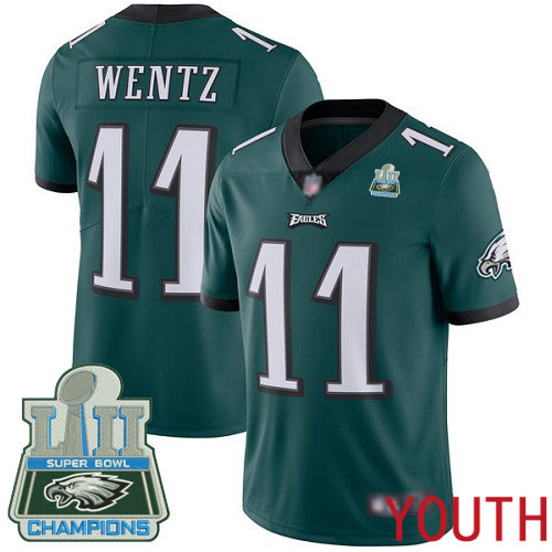 Youth Philadelphia Eagles #11 Carson Wentz Midnight Green Team Color Vapor Untouchable NFL Jersey Limited->youth nfl jersey->Youth Jersey